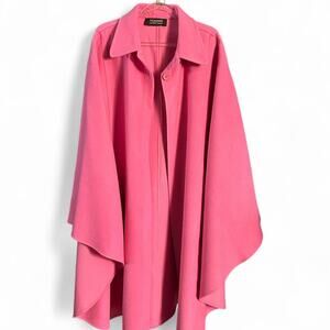 VTG Vintage Signature Harve Benard Electric Pink Wool Cape Collar & Arm Holes OS